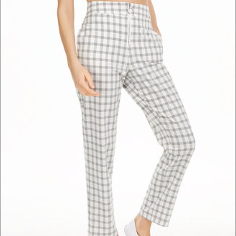 Zip-Up Plaid Pants